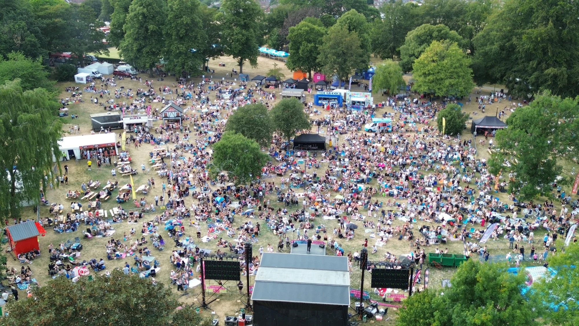 Aerial view of the crowd facing the main stage and catwalk at Ashfield Show 2026