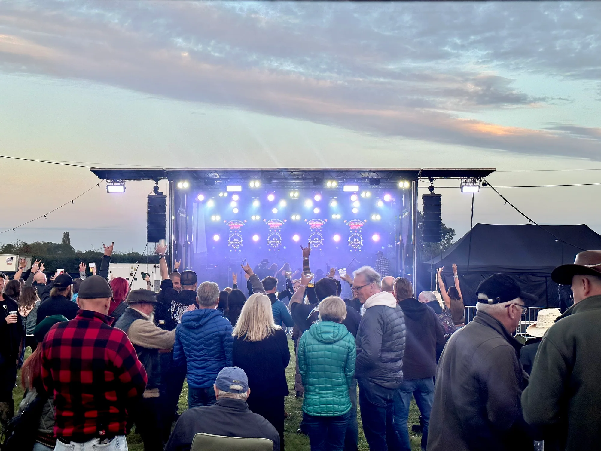 Southern Uprising Festival audience watching the illuminated 8m x 6m main stage near Belper