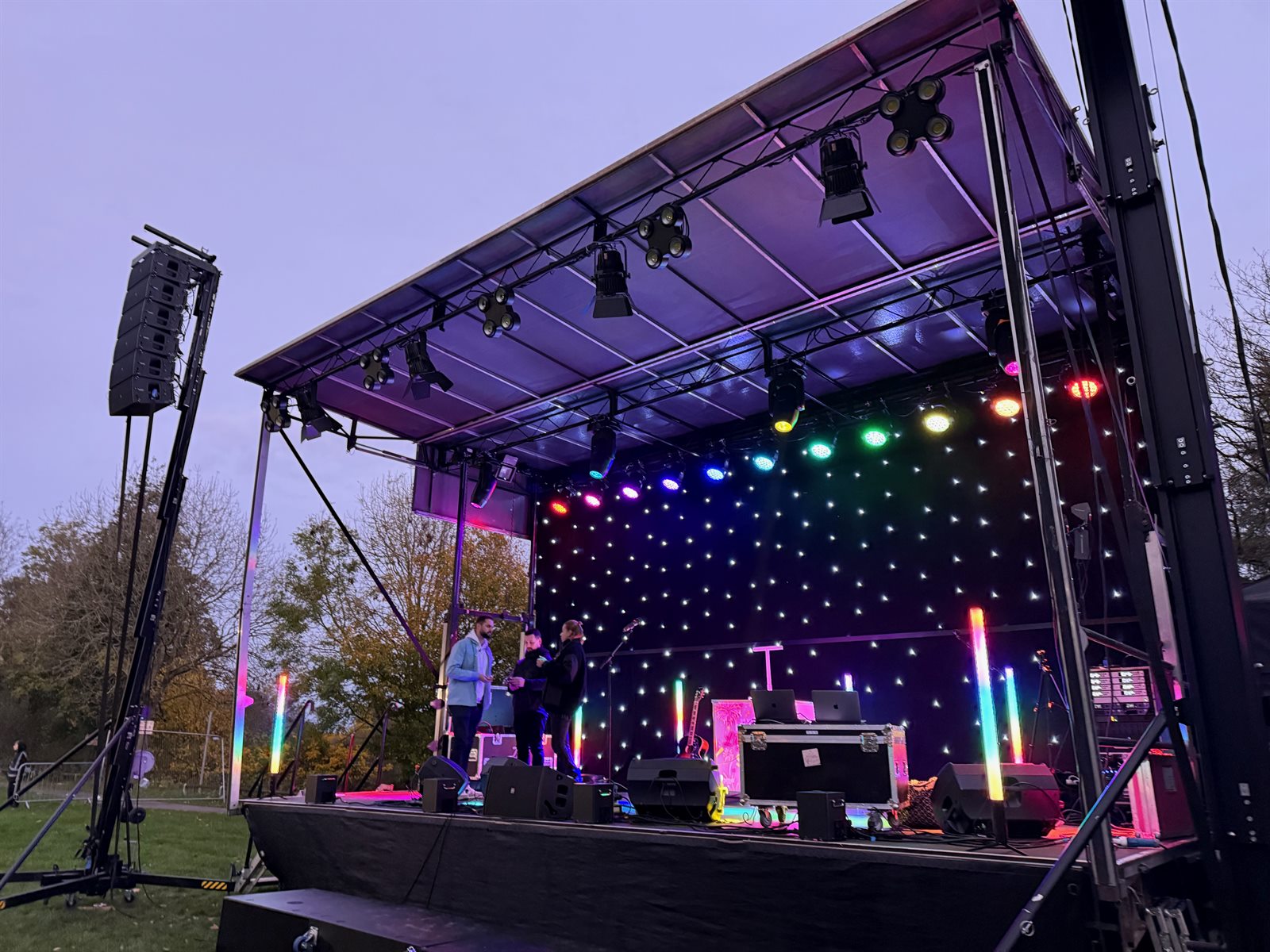 8m x 4m trailer stage with lighting and PA