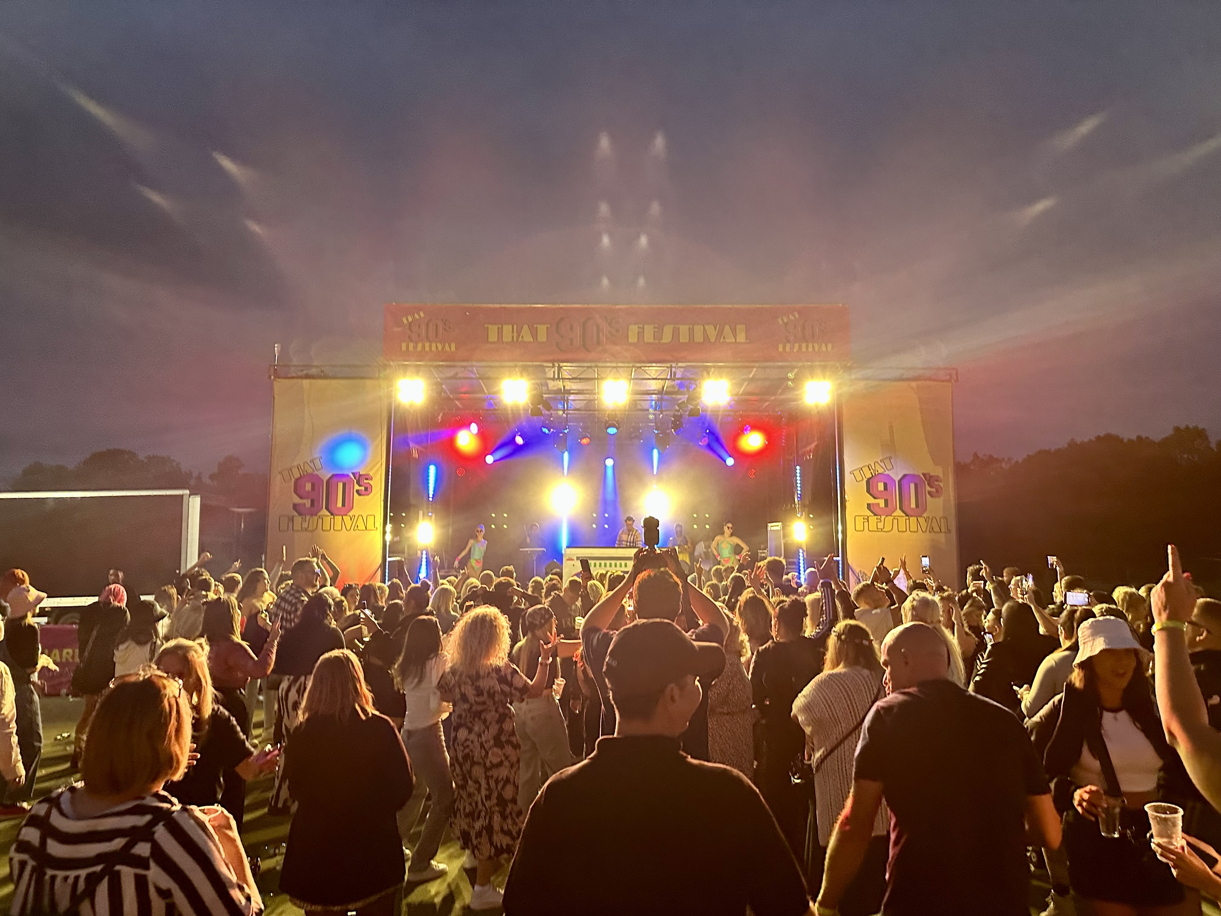 DJ festival Stage hire with Branding and LX Design and rigging